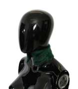 DOLCE & GABBANA GREEN FUR NECK COLLAR WRAP LAMBSKIN SCARF