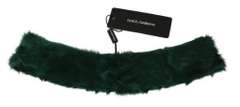 DOLCE & GABBANA GREEN FUR NECK COLLAR WRAP LAMBSKIN SCARF
