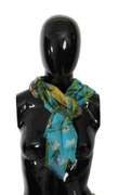 DOLCE & GABBANA LIGHT BLUE FLORAL WRAP SHAWL SILK SCARF
