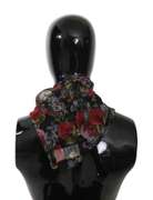 DOLCE & GABBANA BLACK FLORAL SQUARE WRAP SHAWL SILK SCARF
