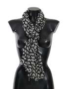 DOLCE & GABBANA BLACK SILK PATTERNED PRINT WRAP SHAWL SCARF