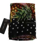 DOLCE & GABBANA BLACK PINK PINEAPPLE CASHMERE SHAWL DOT