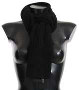 DOLCE & GABBANA BLACK CASHMERE CABLE KNITTED SHAWL WRAP