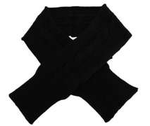 DOLCE & GABBANA BLACK CASHMERE CABLE KNITTED SHAWL WRAP