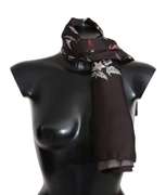 DOLCE & GABBANA BROWN 100% SILK BIRD PRINT WRAP