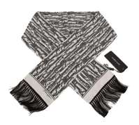DOLCE & GABBANA BLACK WHITE FLORAL SILK FRINGES WRAP