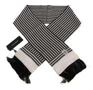 DOLCE & GABBANA BLACK WHITE STRIPED FRINGES MENS WRAP