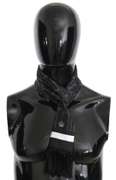 DOLCE & GABBANA BLACK SILK CROWN FRINGES MENS WRAP