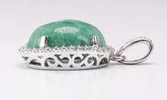 Lovely Cabochon Emerald & Sapphire Pendant, Sterling
