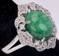 Sparkling Emerald & White Sapphire Ring in Sterling Silver