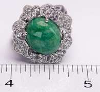 Sparkling Emerald & White Sapphire Ring in Sterling Silver