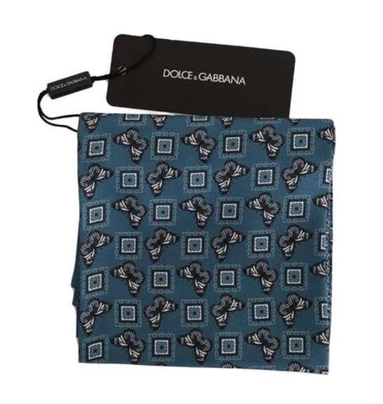 DOLCE & GABBANA BLUE BUTTERFLY BAROQUE SILK MENS WRAP SCARF