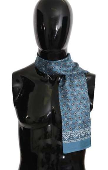 DOLCE & GABBANA BLUE BUTTERFLY BAROQUE SILK MENS WRAP SCARF