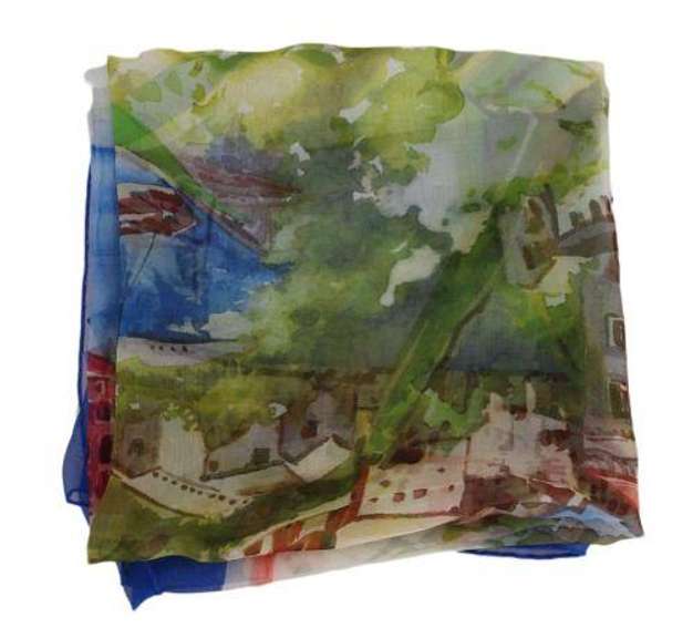 DOLCE & GABBANA PORTOFINO PRINT SILK WRAP SHAWL