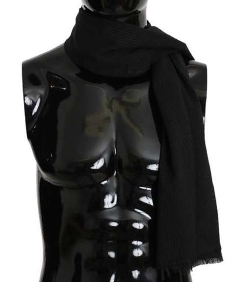 DOLCE & GABBANA GRAY WOOL WHITE LINING MENS SCARF