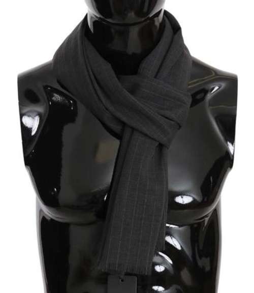DOLCE & GABBANA GRAY WOOL WHITE LINING MENS SCARF