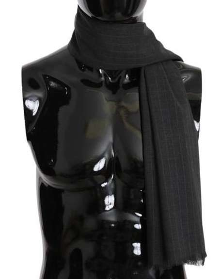 DOLCE & GABBANA GRAY WOOL WHITE LINING MENS SCARF