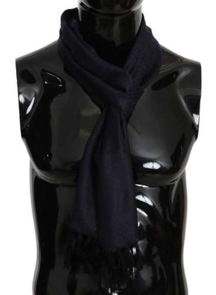 DOLCE & GABBANA NAVY BLUE SILK TASSEL MENS WRAP SCARF