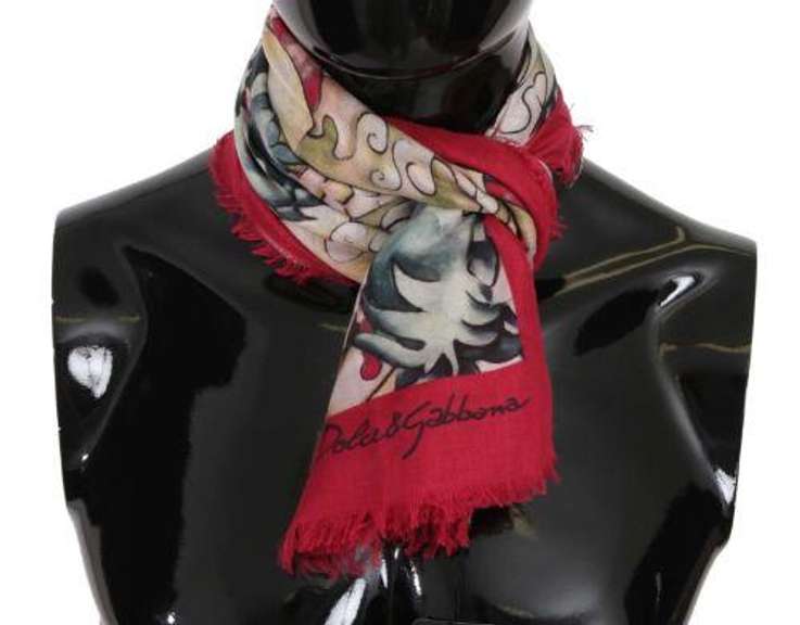 DOLCE & GABBANA MULTI Color JAPANESE DRAGON PRINT WRAP SCARF