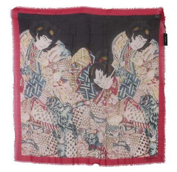 DOLCE & GABBANA MULTI Color JAPANESE DRAGON PRINT WRAP SCARF