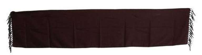 DOLCE & GABBANA MAROON BLACK SILK DG CROWN FRINGES WRAP  SCARF