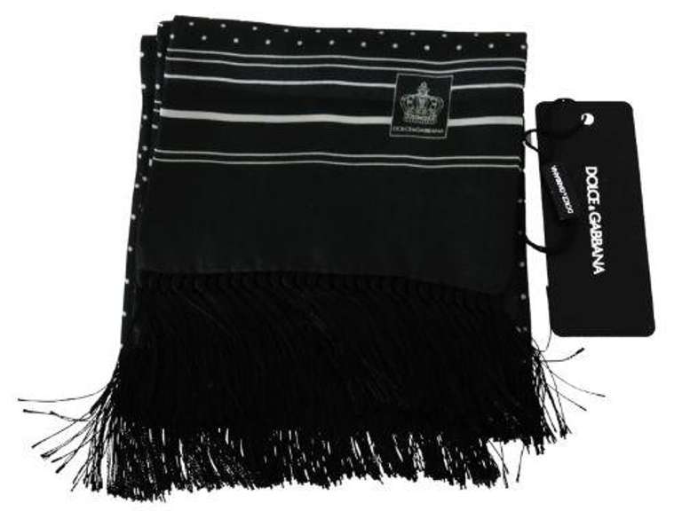 DOLCE & GABBANA GREEN POLKA DOT PRINT FRINGES MENS  SCARF
