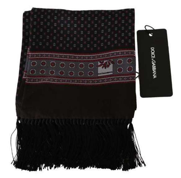 DOLCE & GABBANA BROWN BAROQUE TASSEL MENS SILK SCARF