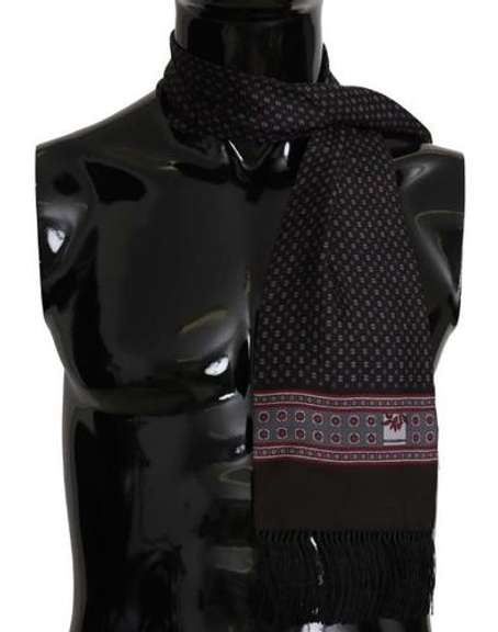 DOLCE & GABBANA BROWN BAROQUE TASSEL MENS SILK SCARF