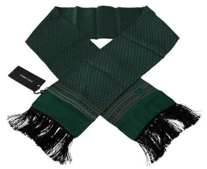 DOLCE & GABBANA GREEN BAROQUE TASSEL MENS SILK SCARF