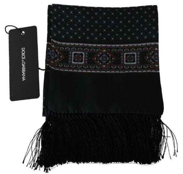DOLCE & GABBANA GREEN BAROQUE TASSEL MENS SILK SCARF