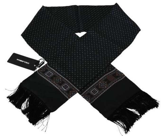 DOLCE & GABBANA GREEN BAROQUE TASSEL MENS SILK SCARF