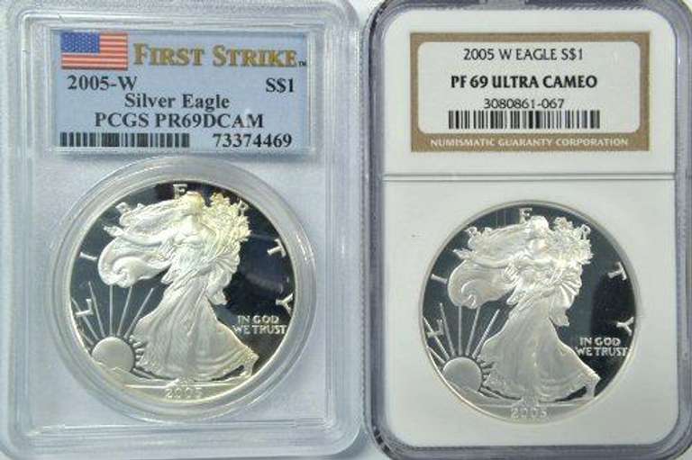 Super Gem PRF 2005-W $1 Eagles. PCGS & NGC-69
