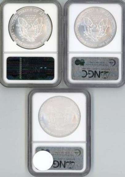 2006-W, 2007-W (ER) & 2008-W (ER) NGC MS69 $1 Eagles
