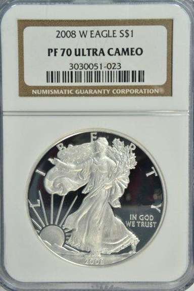 Sensational NGC PF70 ULTRA CAMEO 2008-W $1 Silver Eagle