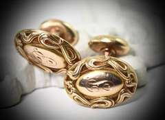 Beautifully Detailed Art Nouveau Antique 14K Cufflinks