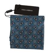 DOLCE & GABBANA BLUE BUTTERFLY BAROQUE SILK MENS WRAP SCARF