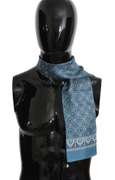 DOLCE & GABBANA BLUE BUTTERFLY BAROQUE SILK MENS WRAP SCARF
