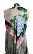 DOLCE & GABBANA HORTENSIA FLORAL SILK FRINGES SHAWL WRAP SCARF