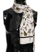 DOLCE & GABBANA BEIGE SILK GOLD MUSIC PRINT WRAP SCARF