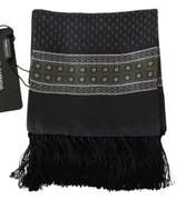 DOLCE & GABBANA GRAY BLACK BAROQUE SILK WRAP SCARF