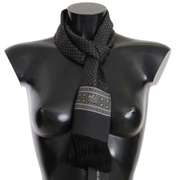 DOLCE & GABBANA GRAY BLACK BAROQUE SILK WRAP SCARF