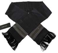 DOLCE & GABBANA GRAY BLACK BAROQUE SILK WRAP SCARF