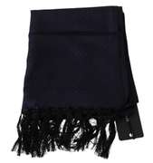 DOLCE & GABBANA NAVY BLUE SILK TASSEL MENS WRAP SCARF