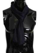 DOLCE & GABBANA NAVY BLUE SILK TASSEL MENS WRAP SCARF