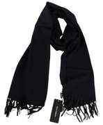 DOLCE & GABBANA NAVY BLUE SILK TASSEL MENS WRAP SCARF