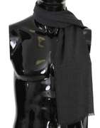 DOLCE & GABBANA GRAY 100% WOOL STRIPED PATTERN WRAP SCARF