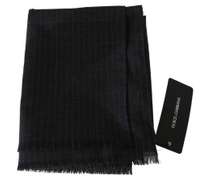 DOLCE & GABBANA GRAY 100% WOOL STRIPED PATTERN WRAP SCARF