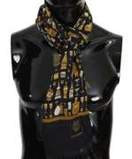 DOLCE & GABBANA BLUE MODAL CASHMERE COCKTAIL PRINT MENS SCARF