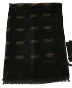 DOLCE & GABBANA GREEN SILK WOOL CROWN PATTERN MENS WRAP SCARF