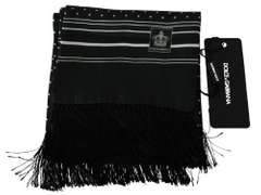 DOLCE & GABBANA GREEN POLKA DOT PRINT FRINGES MENS  SCARF
